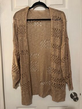 Open Knit Camel Cardigan